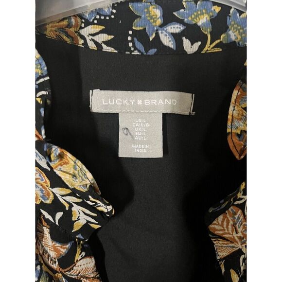 Lucky Brand Floral Long Sleeve Maxi Dress Size Large V Neck Boho - Picture 5 of 5